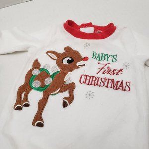 Baby's First Christmas Rudolph Red Nosed Reindeer 1 piece outfit 3m month Infant